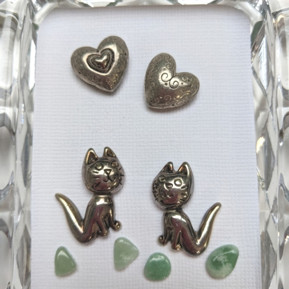 Framed Cat Jewelry Art Jewelry Collage Handmade original Art!
